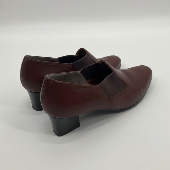 Women’s Burgundy Leather Slip‑On Low Block Heel Size 9 Office Shoe Easy Spirit - Picture 7 of 11